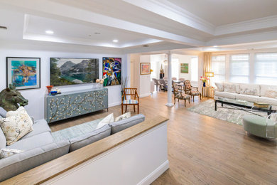 Example of a trendy living room design in New York