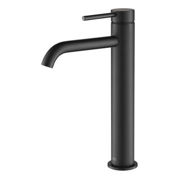 Circular Brass Single Handle Bathroom Faucet KBF1009, Matte Black, Without Drain