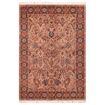Bareens Designer Rugs - Shahid Pak Persian Ranae Taupe/Blue Wool Rug - 6'2'' x 9'4'' - Designed with mesmerizing intricacy and gorgeous color palette, this hand-knotted masterpiece demonstrates the beauty and electrifying thrill of Pak Persian art. These meticulously hand-knotted Pak-Persian rug is made with pure wool and features breathtaking traditional, transitional, and tribal designs in bold luxurious color pallets. Known for their intricate designs these rugs are a reproduction of Persian rugs, made in Pakistan with unique Mughal designs. Made by master weavers using the same Persian texture, design and dying technique, we wanted to produce the most significant manifestation of Persian art, life, and culture. This rug is most famous for its exceptional quality, incredible designs, patterns, and vibrant rich color. Pak-Persian rugs made with Persian weave with high knot counts, which enables the high intricacy and detail found in the patterns are also referred to as "State of art", each color adds a rich beautiful detail in the artwork of this rug. The design, color, and beautiful chromatic composition with a vibrant sheen with intricate designs, exude beauty, elegance, and quality make this rug a masterpiece of its own.