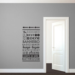 Typographic Multilingual Restroom Directions - Wall Decals
