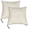 Suede Pillow Shell with Big Zipper, Beige, 20x20"