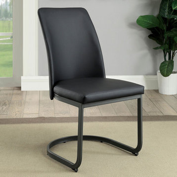 Set of 2 Dining Side Chair, Dark Gray and Black Finish