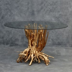 Root Round Dining Table in Gold - Dining Tables