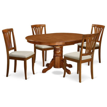 5-Piece Set Dinette Table Featuring Leaf And 4 Upholstered Dinette Chairs