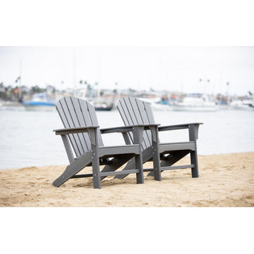 Hampton Poly Outdoor Patio Adirondack Chairs, Set of 2, Gray
