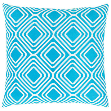 Miranda by Clairebella Pillow Cover, Bright Blue/White, 20' x 20'