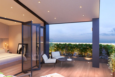 Bedroom - mid-sized contemporary loft-style bedroom idea in Other