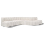 Meridian Furniture - Arc Boucle Fabric Upholstered 7-Pc. S-Shaped Modular Sectional, Cream - Give your living room or den the perfect blend of style and versatility with this Arc boucle fabric curved modular Sectional. Part of the Arc modular furniture collection, this Sectional comes upholstered in rich cream boucle fabric and features deep channel tufting that adds a touch of luxury while enhancing comfort and support. A seamless combination of form and function, this chair can be used with other Arc pieces to create a myriad of configurations in your well-curated room.