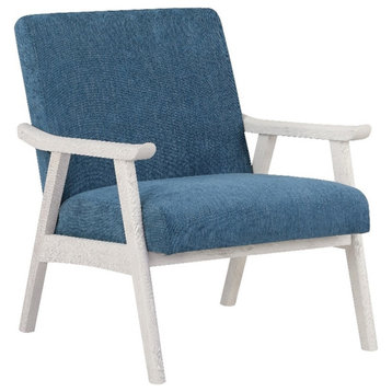 Weldon Armchair in Navy Fabric with Antique White Finished Frame