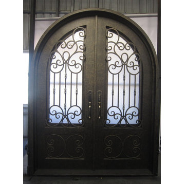 Aged Bronze Wrought Iron Front Double Door