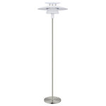 EGLO - Brenda Floor Lamp, Satin Nickel Finish, White Metal Shade - Features: