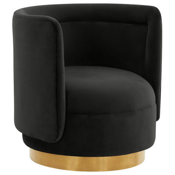 Remy Black Velvet Swivel Chair