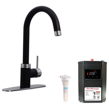 HotMaster 3, 1 Instant Hot Kitchen Faucet With Tank, Black/SS