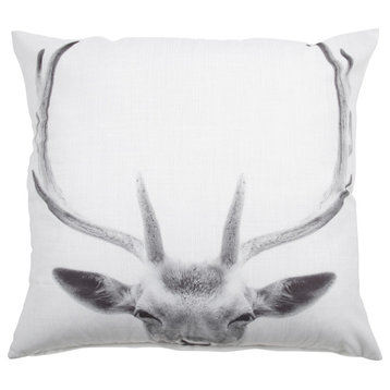 Como Deer Print Throw Pillow Cover, White 24x24