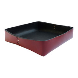 Oscar Maschera leather tray in wine/black - Home Decor