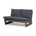 Kaitlyn Outdoor Acacia Wood Loveseat with Cushions, Gray