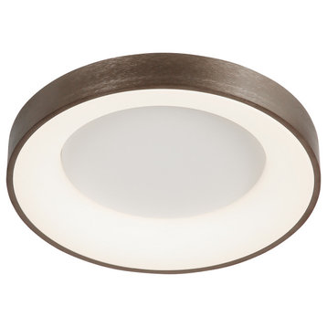 Acryluxe Sway 24" Round LED Flush Mount Light, Light Bronze, Opal Acrylic Shade