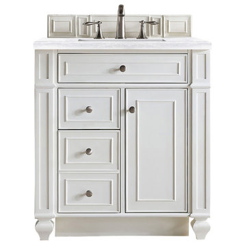Bristol 30" Single Vanity, Bright White, Arctic Fall Solid Surface