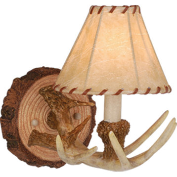 Lodge Antler Wall Light - Cream, Wood, 1