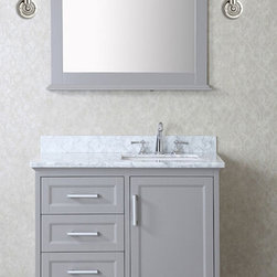42 inch Single Taupe Grey Bathroom Vanity Set with Mirror - Bathroom Vanities And Sink Consoles