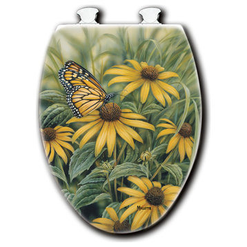 White Toilet Seat, Monarch Butterfly, Elongated