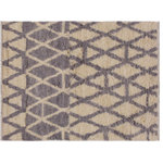 Bareens Designer Rugs - Eclectic Moroccan Stackhou Ivory/Grey Wool Rug - 3'10'' x 5'9'' - Hand knotted from finest quality wool, this stunning fashionable handmade Moroccan rug also known as a shag rug is crafted by skilled artisans with trendy and elegant design and sophisticated modern pattern creating a compelling focal point in any living area. The Moroccan rug featuring a stunning global inspired design that endure at the forefront of contemporary trend. The meticulously plush pile constructed in great quality wool, features luxurious texture and appearance adding softness, warmth and comfort to any room.