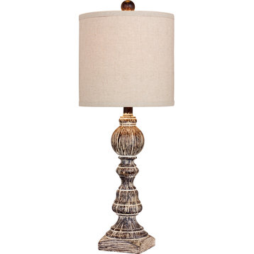 Distressed Balustrade Table Lamp - Cottage Antique Brown