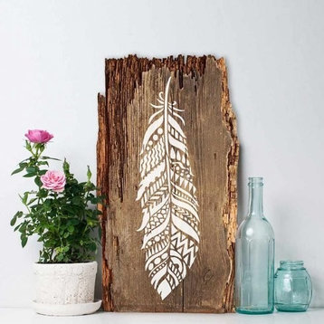 Tribal Feather Wall Art Stencil Trendy Easy Stencils, Large