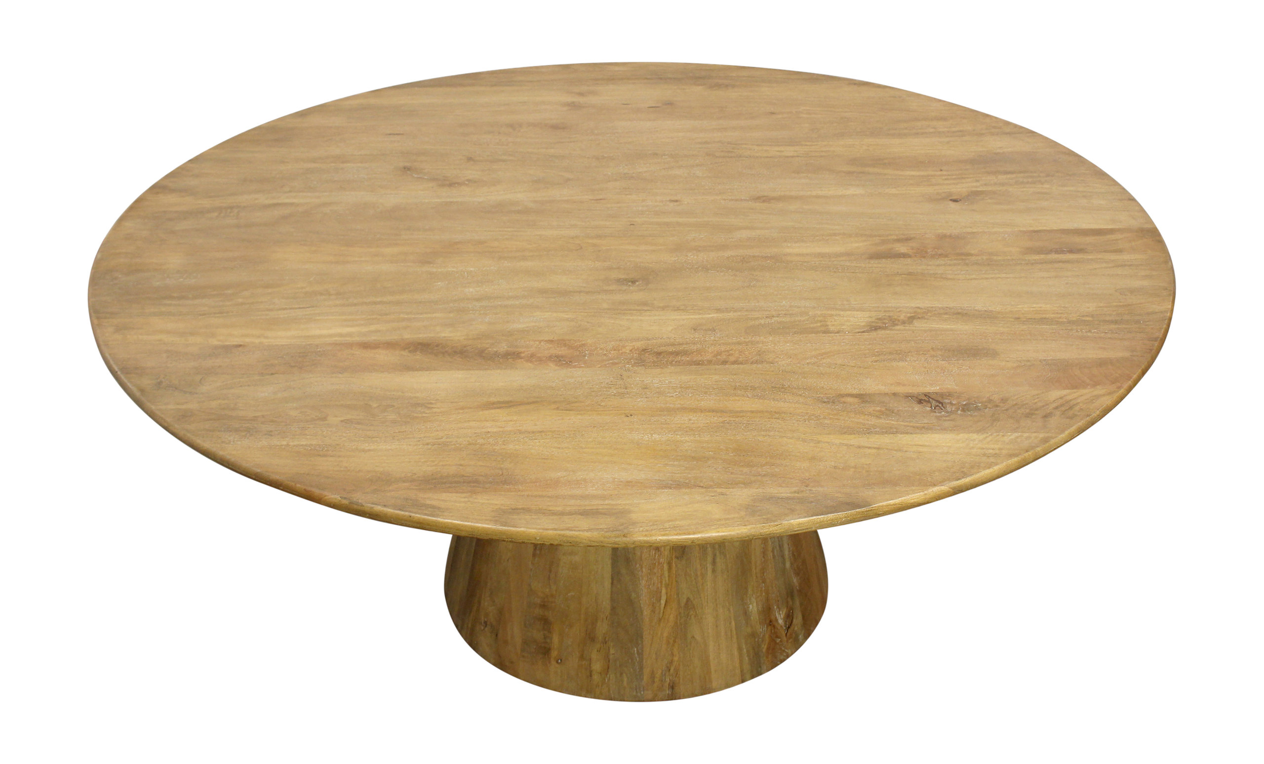 Jaden Round Dining Table in Mid-Century Distressed Natural Finish on ...