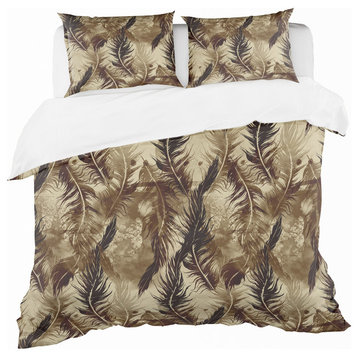 With Imprints of Flying Bird Feathers Southwestern Bedding, Queen