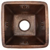 15" Square Fleur De Lis Copper Bar/Prep Sink With 3.5" Drain Opening