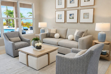 Example of a transitional living room design in Miami