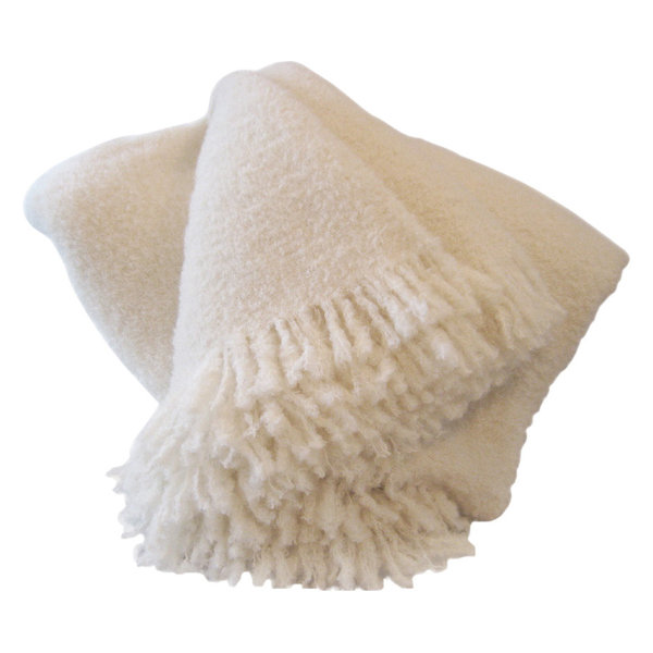 Wool, Angora Mohair Throw Blanket, A Beautiful Snow Throw, No Synthetics, White