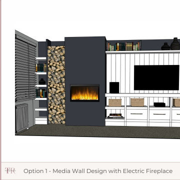 Initial Design Concept for a bespoke media wall with electric fireplace