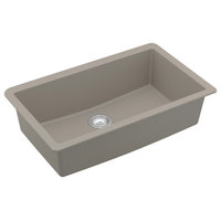 Karran QU-812 Undermount 32.5" Large Single Bowl Quartz Sink Kit, Concrete