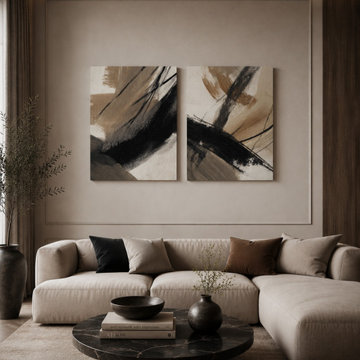 Organic Modern Canvas Wall Art Set – Earth Flow & Brush Rhythm