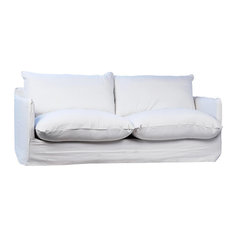 DOVETAIL ADELINE Sofa White Black Cotton Oak Spruce Feather