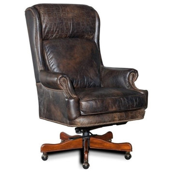 Seven Seas Executive Office Chair in Old Saddle Mahogany Leather by Hooker