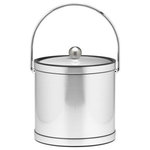 Kraftware Corp. - Kraftware Mylar Brushed Chrome Ice Bucket With Bale Handle, 3 qt., Brushed Chrom - The Kraftware Mylar Brushed Chrome Ice Bucket With Bale Handle makes a chic, practical addition to a kitchen or bar area. Featuring a brushed chrome exterior, metal lid, metal handle, and subtle banded design on the edges, this ice bucket is minimal and stylish. Its double-walled insulation keeps ice cold for hours. Holds 2 quarts of ice.