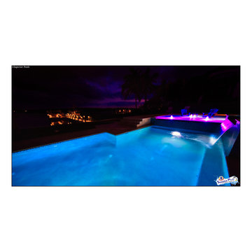 Bennett Nokomis, FL Custom Court Yard Swimming Pool & Spa With Raise Beach Area.