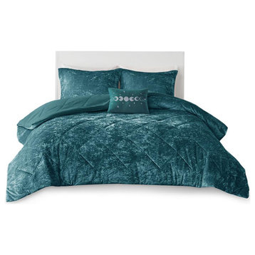 Teal Velvet Diamond Quilted Comforter Set, Belen Kox