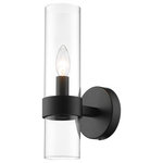 Z-Lite - Z-Lite 4008-1S-MB Datus 1 Light Wall Sconce in Matte Black - A bold matte black metal frame offers a hint of drama to this distinctive Datus one-light wall sconce. Contemporary vibes infuse an easy-living attitude with prominence in a sleek design featuring a slender clear glass cylinder shade mounted to a matte black finish solid steel frame and mount. Bring ambient lighting to a hallway, bath space, or main living area with this sconce with a minimalist yet impressionable flavor.