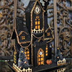 Lighted Halloween Haunted Mansion - Holiday Accents And Figurines
