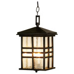 Trans Globe Lighting - Huntington 15.5" Hanging Lantern - The Huntington Collection brings suspended decor to an outdoor area with a hanging lantern. The Huntington 15.5" Hanging Lantern brings unobtrusive lighting to any outdoor living area while boasting an eye-catching design.   An elegant finish, classic lines, Seeded Glass and enduring style encompass the Huntington collection. This Mission/Craftsman style fixture features 8 windows on each side.  The Huntington Collection is a complete outdoor offering of styles to suit your landscape needs.  A matching chain is included with this fixture for hanging.