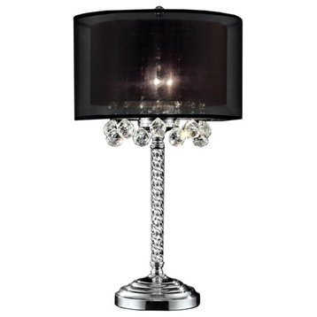 Furniture of America Shirley Glass and Metal Table Lamp in Black and Silver