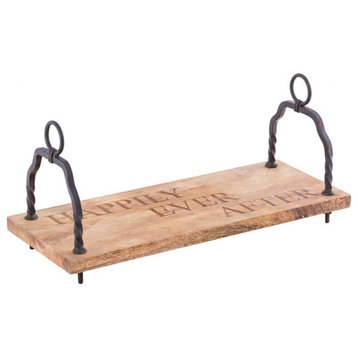 Wood Swing Seat Text Happily Ever After made of Iron/Mango Wood Size-8 inches
