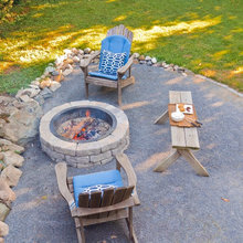 Pea gravel and fire pit