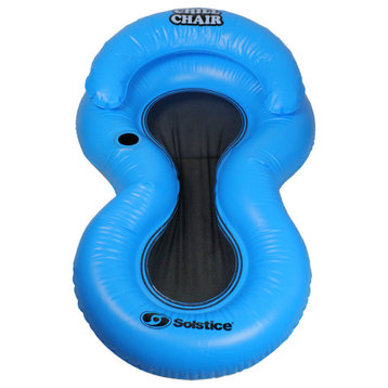 61" Inflatable Blue Chill Swimming Pool Floating Lounge Chair