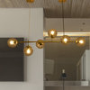 6-Light Branch Glass Lampshade Metal Chain Chandelier