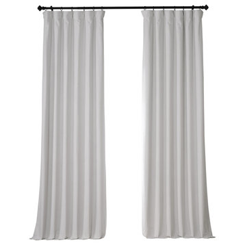 Signature Plush Velvet Blackout Curtain Single Panel, Misty White, 50"w X 108"l